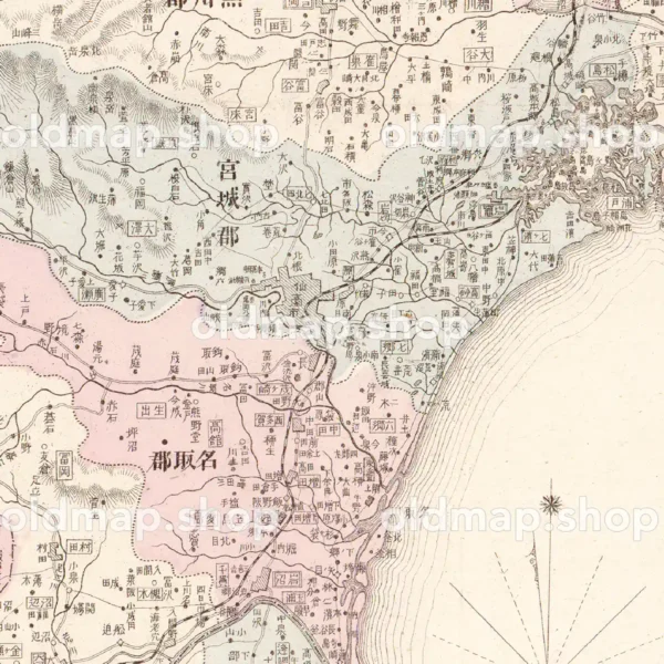 宮城県管内全図 明治28年(1895) - 大日本管轄分地図
