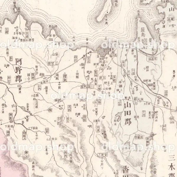 香川県管内全図 明治28年(1895) - 大日本管轄分地図