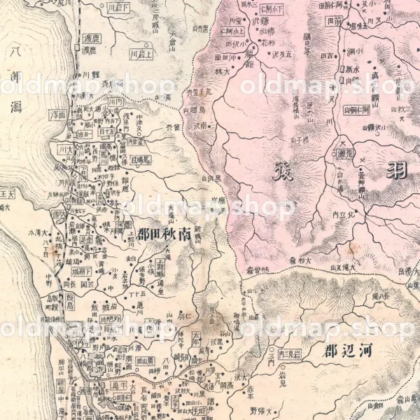 秋田県管内全図 明治28年(1895) - 大日本管轄分地図
