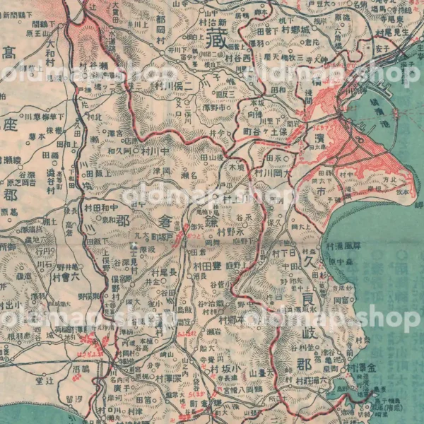 神奈川県全図 大正7年(1918) - 金刺分県図