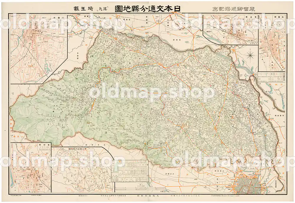 東宮御成婚記念 日本交通分県地図 37枚セット 古地図 東宮御成婚記念 日本交通分県地図 其五 三重県 大正
