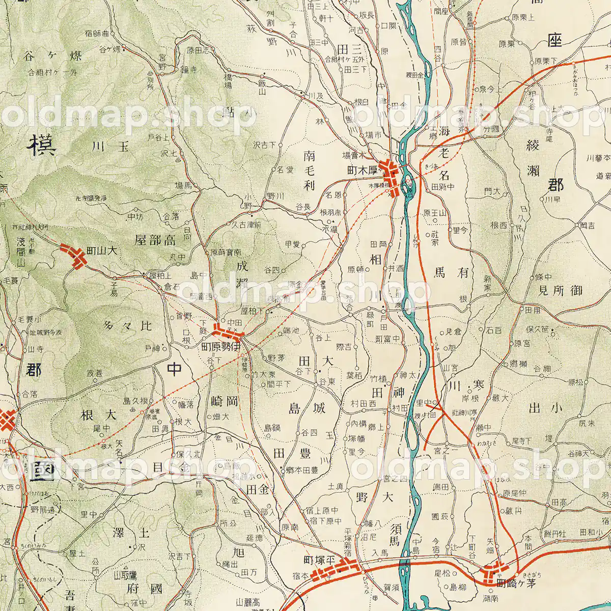 其三十九 神奈川県 昭和5年(1930) – 日本交通分県地図 古地図