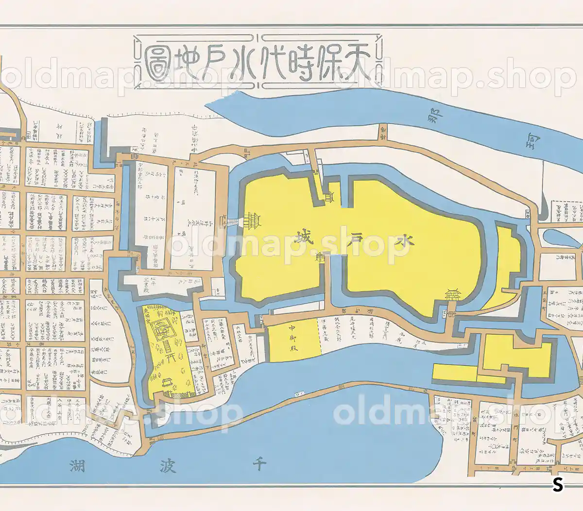 水戸城下町絵図 天保14年(1843) – 古地図素材データのダウンロード販売
