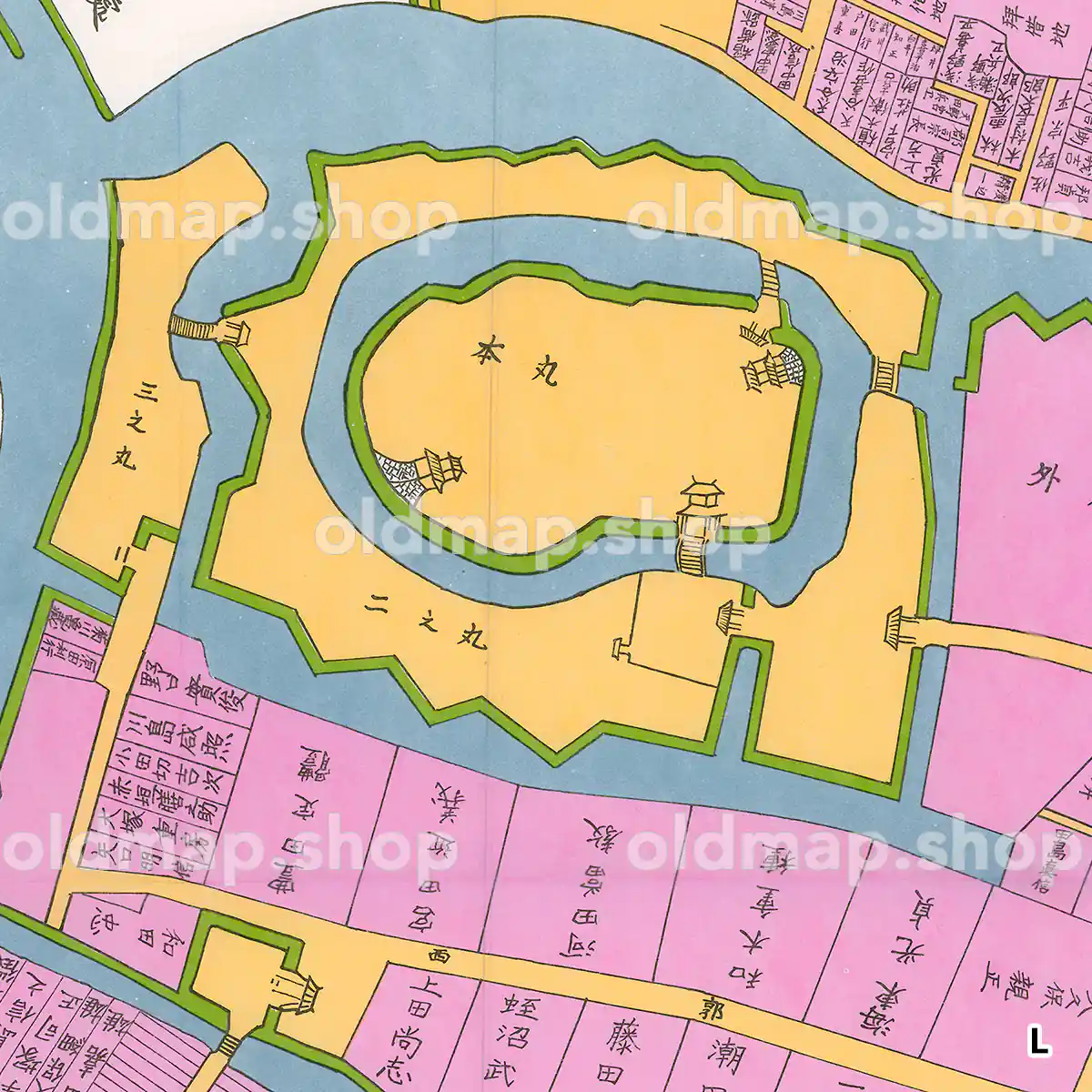 土浦城下町絵図 明治元年(1868)