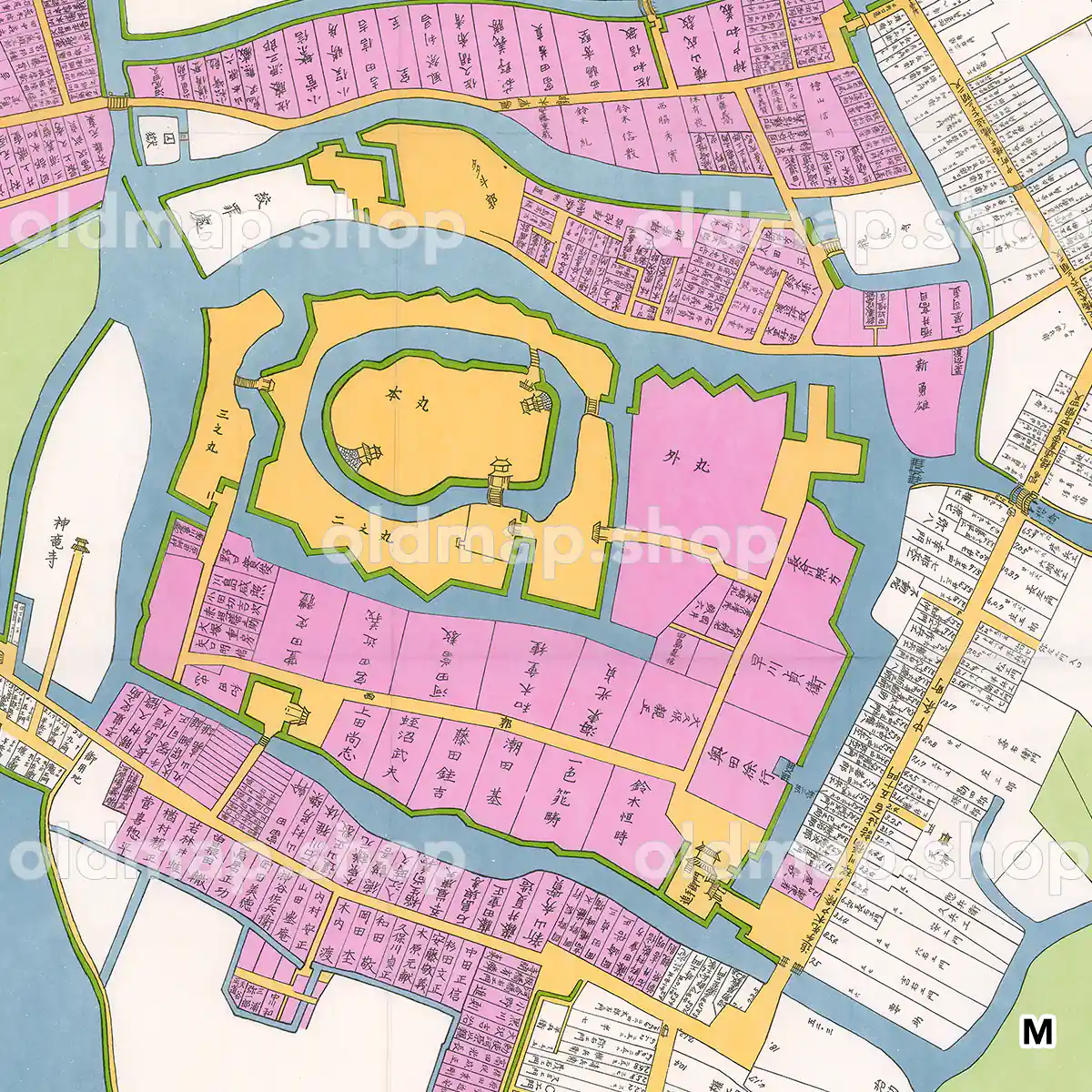 土浦城下町絵図 明治元年(1868)