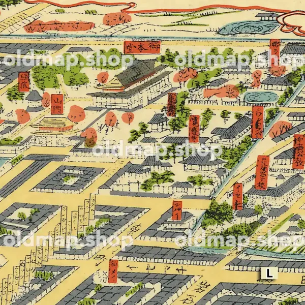 信陽善光寺境内及長野市町明細之図 明治24年(1891)