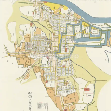 久留米城下町図 天保時代(1831-1844)