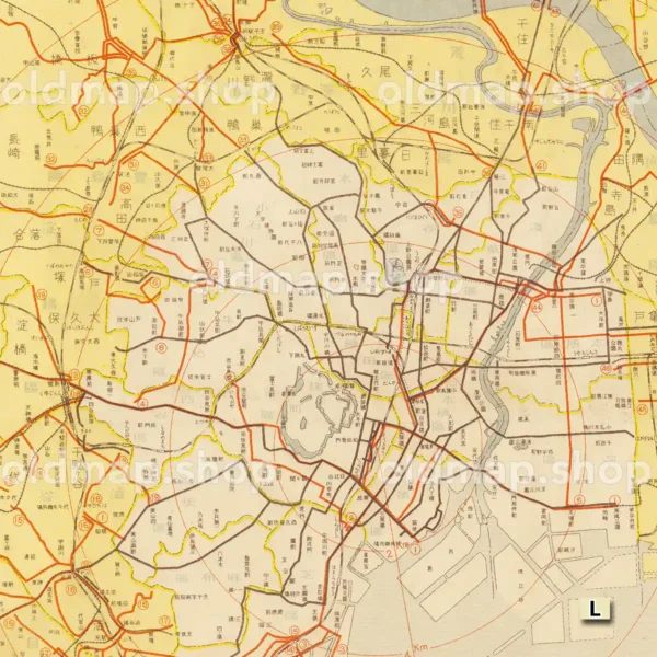 大東京全図 南部方面 昭和7年(1932) – 古地図 – 古地図素材データの
