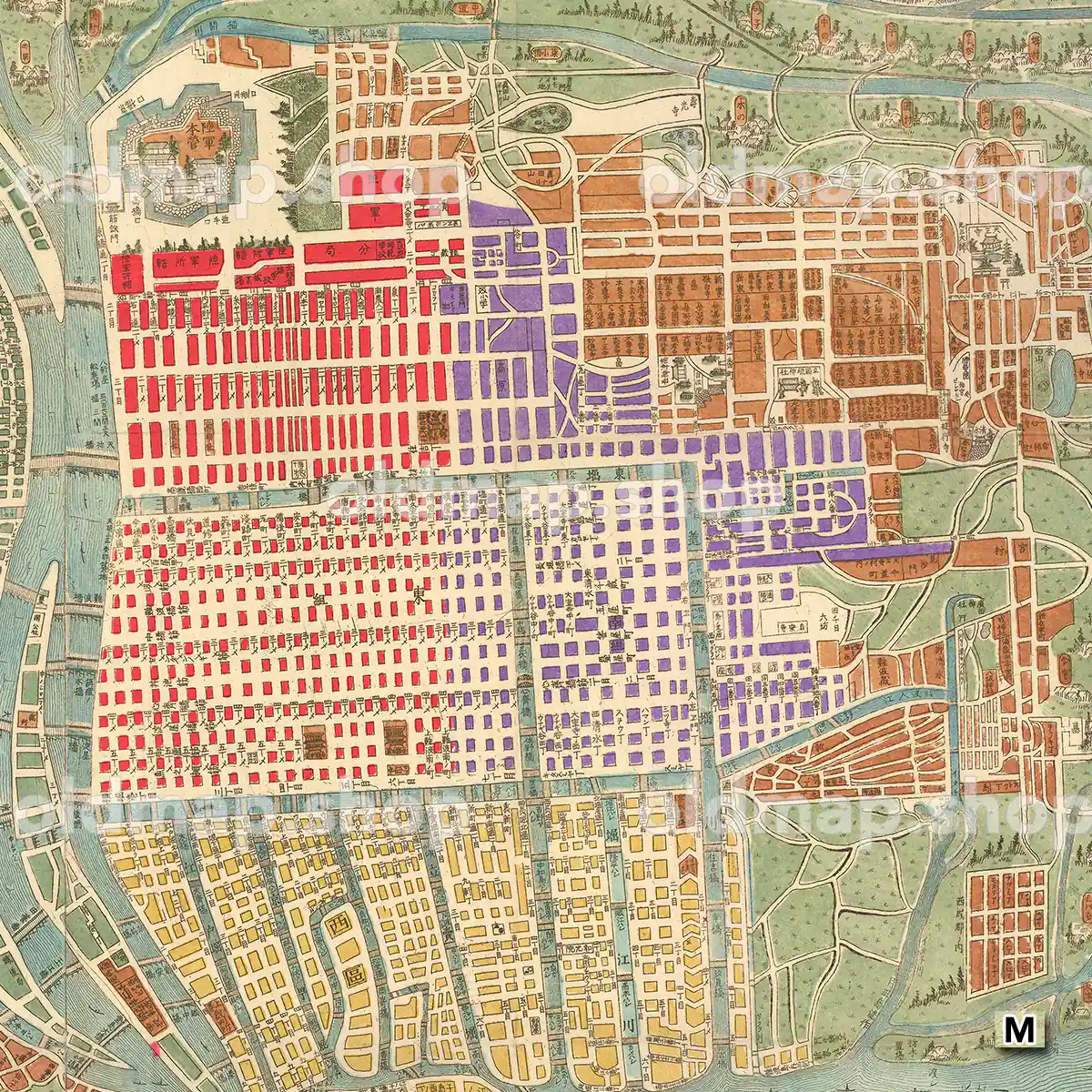 摂津国 大阪府区分新細図 明治12年(1879)
