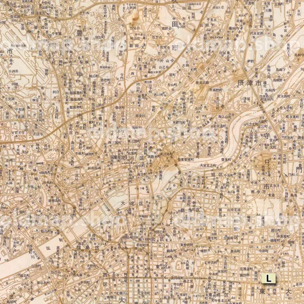 大阪北部及阪神間道路地図 昭和45年(1970)