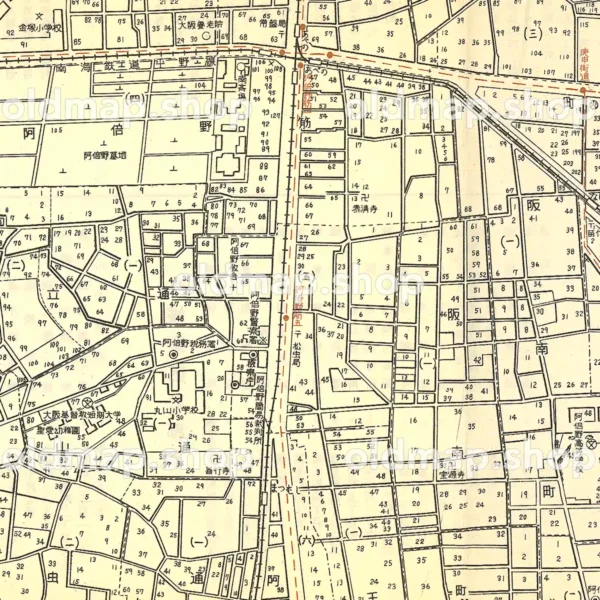 阿倍野区詳細図 昭和29年(1954) - 大阪市区分詳細図