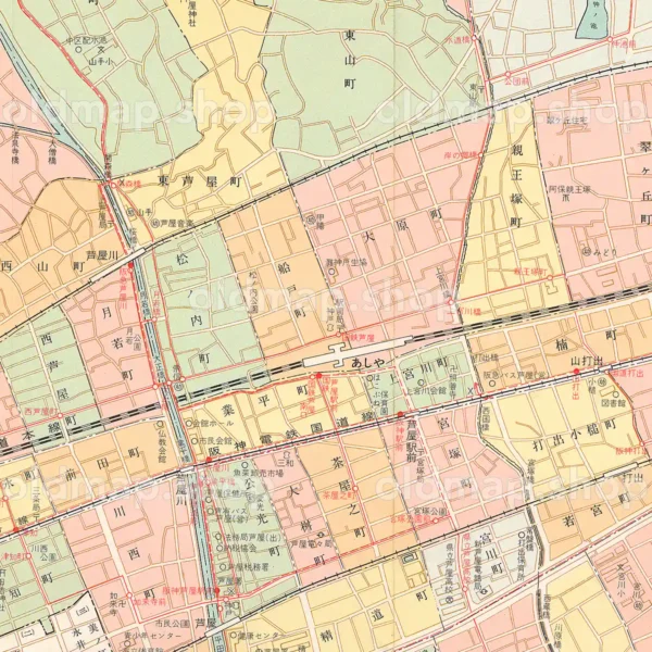 芦屋市地図 昭和47年(1972)