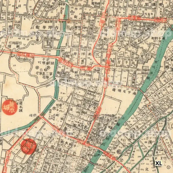 熊本市街地図 昭和17年(1942)