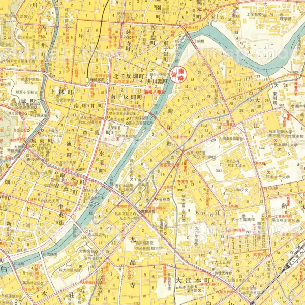 熊本市地図 昭和52年(1977)