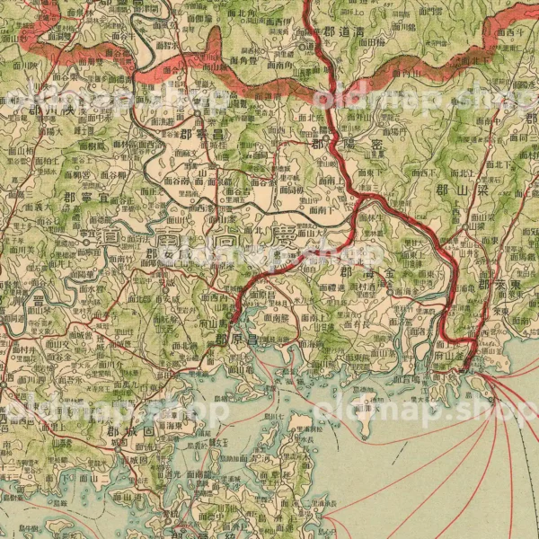 実測最新 朝鮮交通地図 南部 (四枚ノ内一) 大正12年(1923)