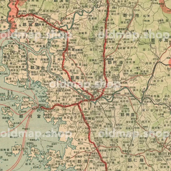 実測最新 朝鮮交通地図 中央部 (四枚ノ内二) 大正12年(1923)