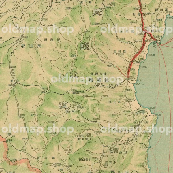 実測最新 朝鮮交通地図 東北部 (四枚ノ内四) 大正13年(1924)