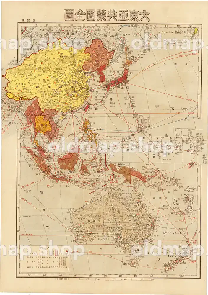 大東亜共栄圏全図　–　3図　–　昭和18年(1943)　–　満洲帝国分省地図　古地図