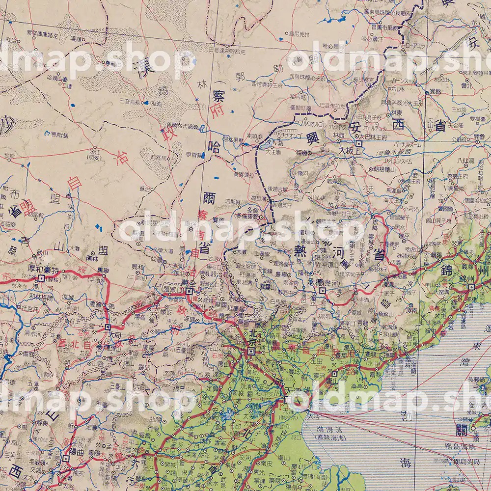 東亜現勢大地図 附支那辺境図 昭和13年(1938) 中国 古地図素材