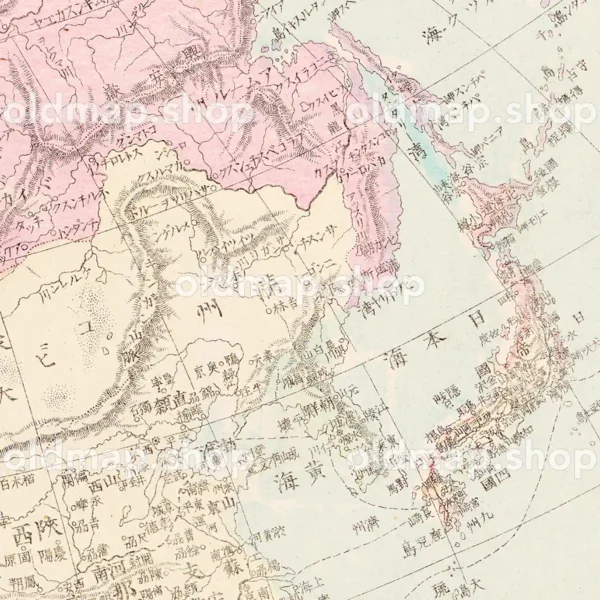亜細亜州（アジア州） 明治26年(1893) - 萬國地図（万国地図）